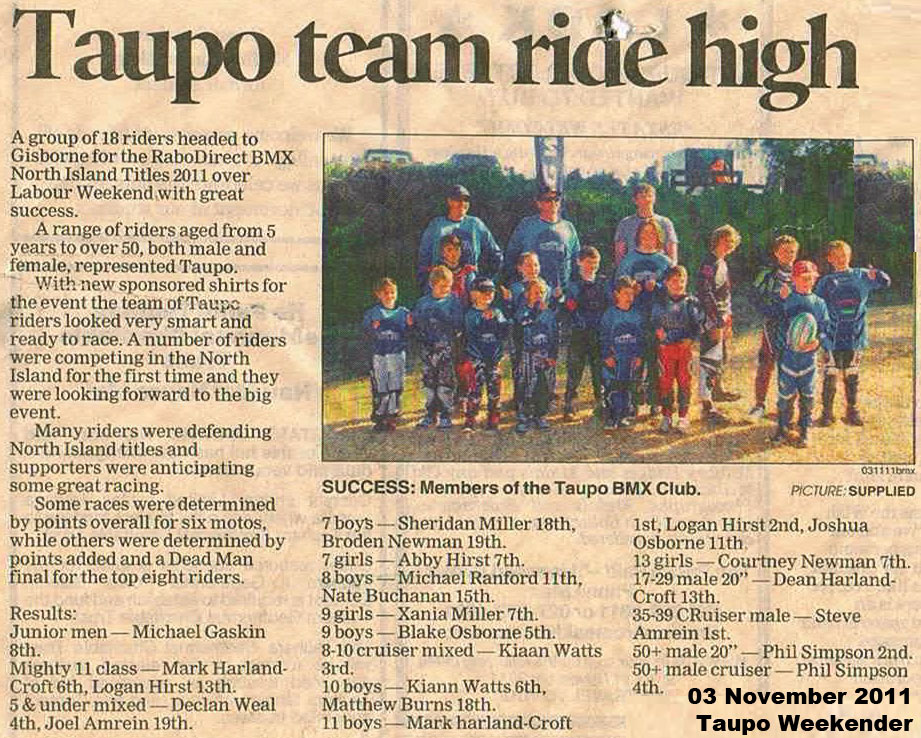 Taupo Team 2011 North Island Titles