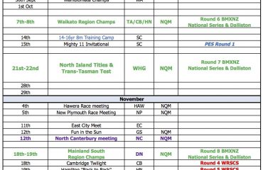2017 – 2018 BMXNZ Calendar